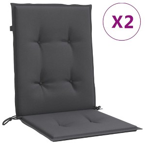 vidaXL - Lowback Chair Cushions Seat Pad Set of 2 for Patio/Garden/Indoor Use - Melange Anthracite Polyester - 39.4"x19.7"x1.6" with Non-Slip Straps - 1 of 4