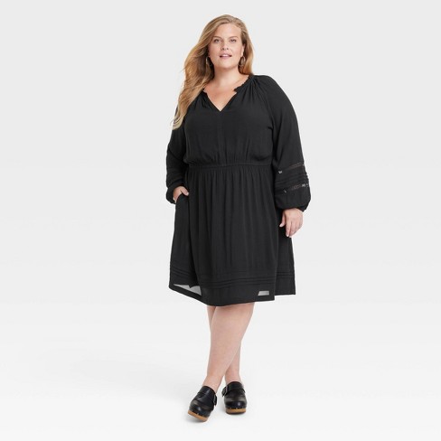 Women's Long Sleeve Lace Dress - Knox Rose™ Black 3x : Target