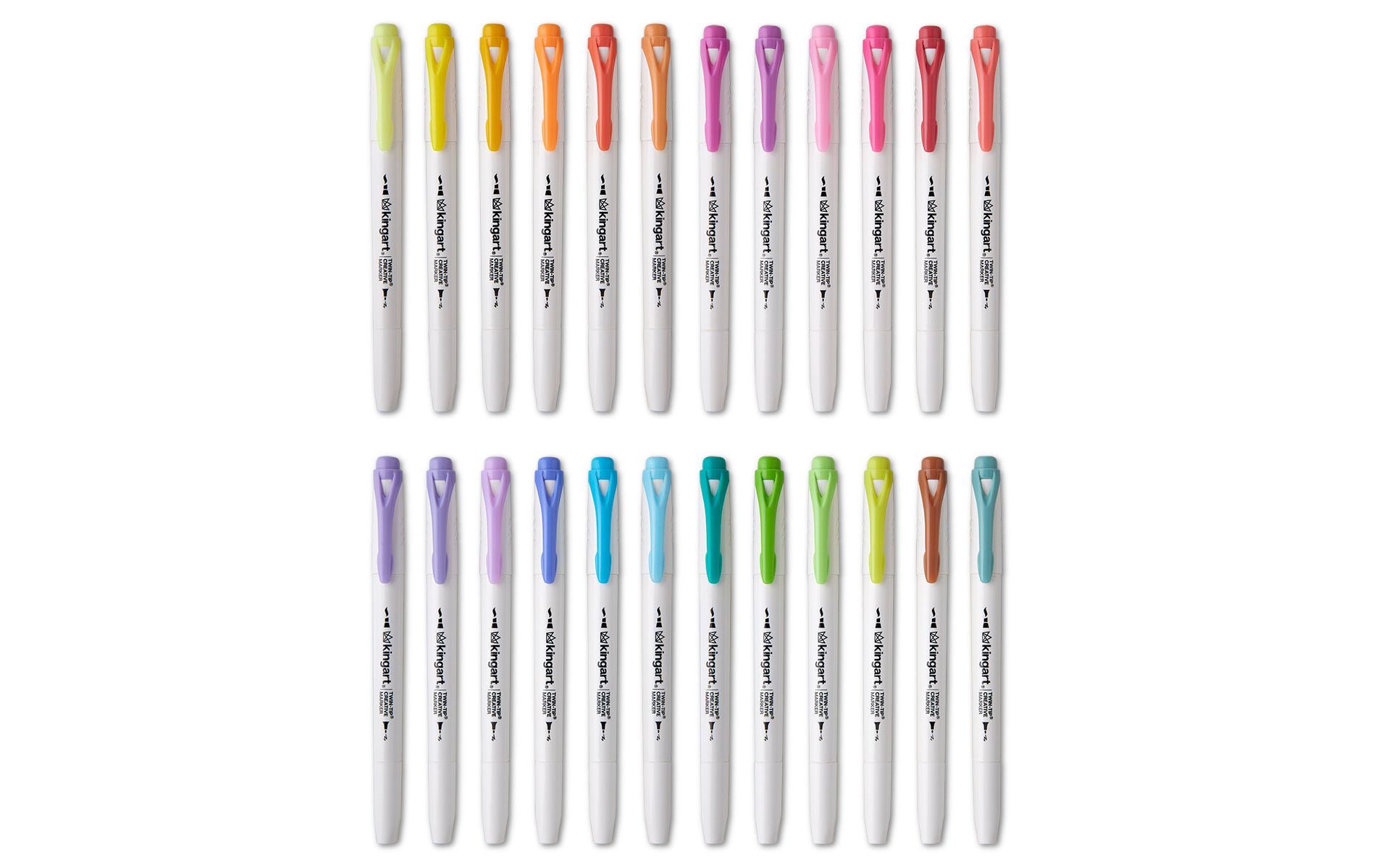 KINGART Twin-Tip Highlighters 24 Colors