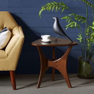 Okak 21"W/40"W Unique Triangle Coffee Table with Wood Veneer Top Cottage Style Side Table for Small Spaces(Set of 1 or 2) - 1 of 4
