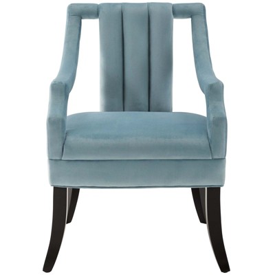 Light Blue Velvet Accent Chair with Black Birch Legs