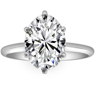 Pompeii3 3Ct Certified Platinum Solitaire Oval Lab Created Diamond Engagement Ring - Size 7