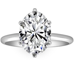 Pompeii3 3Ct Certified Platinum Solitaire Oval Lab Created Diamond Engagement Ring - Size 7 - 1 of 4