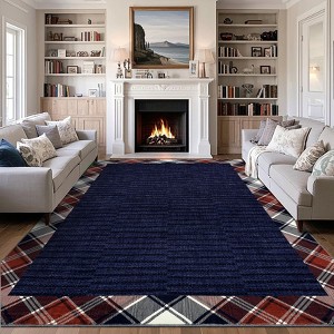 Area Rugs Washable Modern Bordered Rug Low Pile Non-Slip Rugs for Living Room Geometric Indoor Floor Carpet - 1 of 4