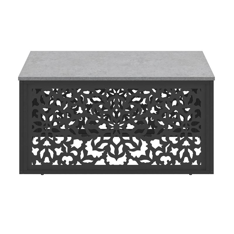 Candence 31.5 in.  Concrete Cool Gray Square Wood Top Coffee Table with 4 side Laser Cut, 2 of 12