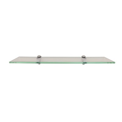 Glass Wall Shelf with Silver Brackets - InPlace
