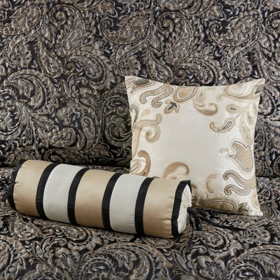 Aubrey Queen Black Cotton Reversible Jacquard Bedspread Set