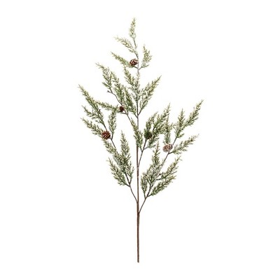 Icy Pine Spray with Pinecones 32" Green and White Plastic Set