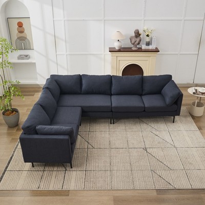 GDFStudio Benedict Modern 105.6" 6-Seater L Shaped Upholstered Sectional Sofa with Cushions and Pillows