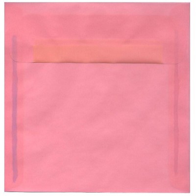 JAM Paper 8.5 x 8.5 Square Translucent Vellum Invitation Envelopes Blush Pink PACV598I