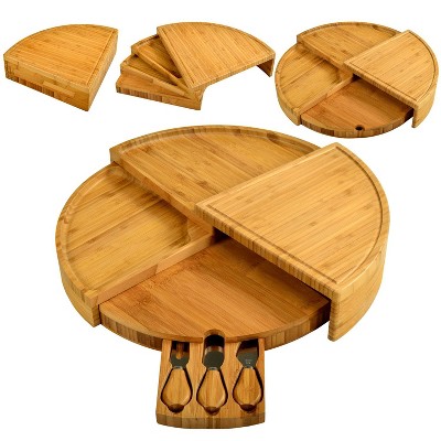 Multi-Level Bamboo Charcuterie Board with Cheese Knife Set