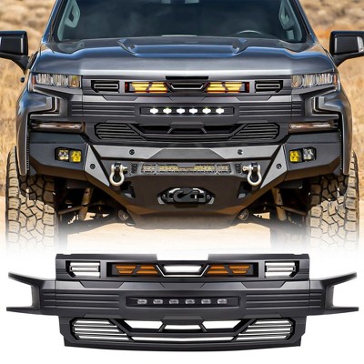 AMERICAN MODIFIED Armor Grille with LED Lights for 2019-2021 Chevy Silverado 1500, Matte Black