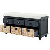 NicBex Modern 42" Storage Bench with 3 Drawers and 3 Rattan Baskets for Entryway and Living Room - 4 of 4