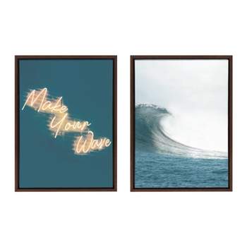 18" x 24" 2 Piece Sylvie Make Your Wave Framed Canvas Set by the Creative Bunch Studio Brown - Kate & Laurel All Things Decor