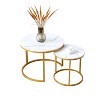 Nesting Table Set of 2, Round Nesting Coffee Table with Wood Tabletop & Metal Frame, Circle Coffee Tables for Home Office Living Room Bedroom - 2 of 4