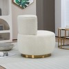 ACEPANO 360 Degree Round Velvet Accent Barrel Swivel Armchair With Wide Upholstered-Cream - 4 of 4