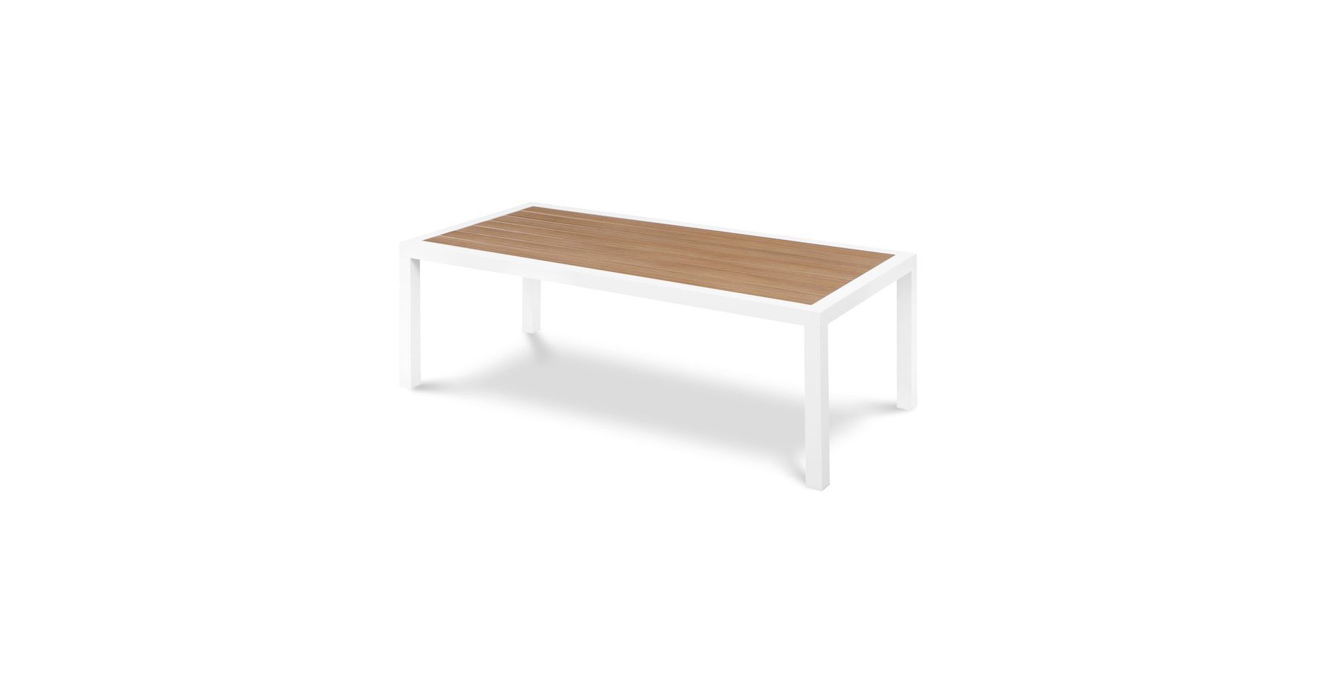 Meridian Furniture,Nizuc Brown Wood Look Accent Paneling Outdoor Patio Aluminum Coffee Table
