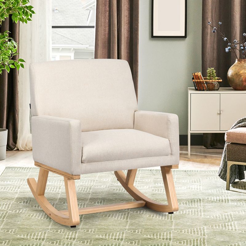 Costway Modern Upholstered Rocking Chair Rocking Armchair for Living Room Bedroom, 2 of 8