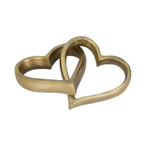 Decorative Object Aluminum Heart Shape Glam Style for Home, Office, Bedroom, and Living Room Decor - 2" Gold & Metallic - 1 of 4