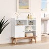 Bookshelf Accent Cabinet Mid-Century with Door Storage and Cable Access for Living Room or Office 31.5in Wide - 3irtyhousy - 2 of 4