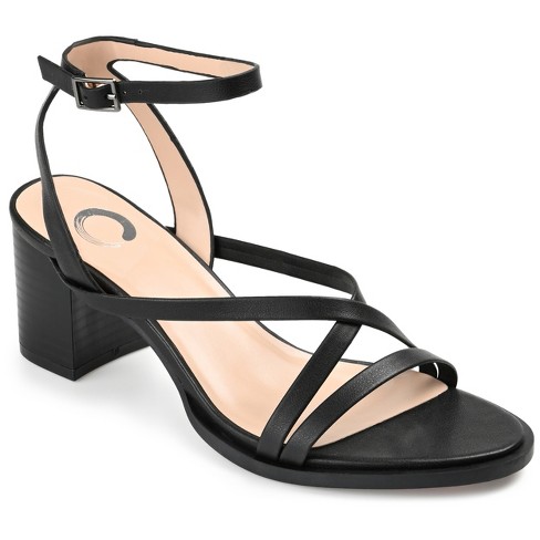 Black stacked 2024 heel sandals