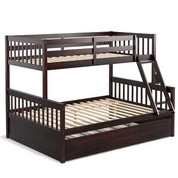 Tangkula Twin Over Full Bunk Bed with Twin Trundle Convertible Platform Bed