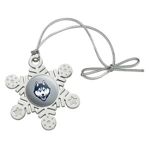 University of Connecticut Huskies Primary Logo Metal Snowflake Christmas Tree Holiday Ornament - 1 of 3