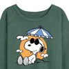 Women's - Peanuts - Snoopy's Beach Day Lightweight French Terry Wide Neck Long Sleeve Graphic Shirt - 2 of 4