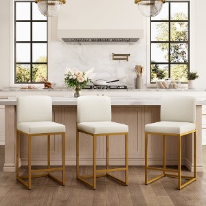 Captiva Designs 24 inch Height Bar Stool with Padded Seat and Back & Sturdy Steel Frame & Footrest - 1 of 4