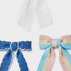 Girls' 3pk Denim and Stripes with Eyelets Bow Clip Set - Cat & Jack™: Hair Styling, Recycled Polyester - 4 of 4