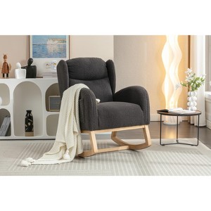 UPHA Soft Fabric Rocking Chair With Packet Wood Legs - 1 of 4