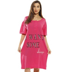 Just Love Short Sleeve Nightgown Oversized Screen Print Sleep Dress for Women - 1 of 2