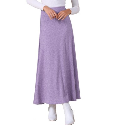 INSPIRE CHIC Women's High Waisted Solid Stretch Comfy Stylish Flowy Flare Casual Maxi Skirts