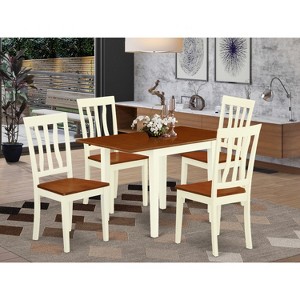 HomeStock Kitchen Table Set 5 Pc- 4 Wood Chairs and a Dinner Table - Cherry Finish Solid wood Chair Seat and Table Top - Buttermilk Finish - 1 of 3