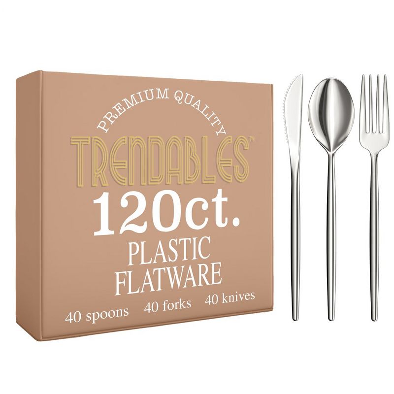 Exquisite Combo Pack Silver plastic disposable silverware set- Includes Silverware plastic - Plastic Cutlery Set, 1 of 8