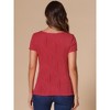 INSPIRE CHIC Women's Round Neck Short Sleeve Ruffle Cuff Textured Ribbed Knit Shirt - 3 of 4