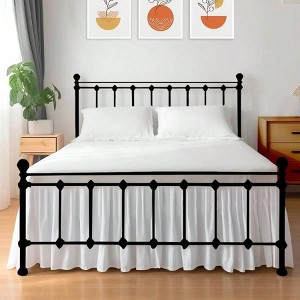 Ruffled Bed Skirt, Gathered Style, 100 Microfiber, 16 Drop, Queen, White 60" W X 80" L - 1 of 4