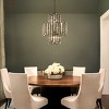 ALOADECOR Modern Glam Crystal Chandelier Luxury Unique Matte Black Hanging Pendant with Clear K9 Crystal Panel for Living Room Foyer - 2 of 4