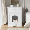LunaLulinlk Wooden pet house cat litter box fence with drawer and side table - 2 of 4