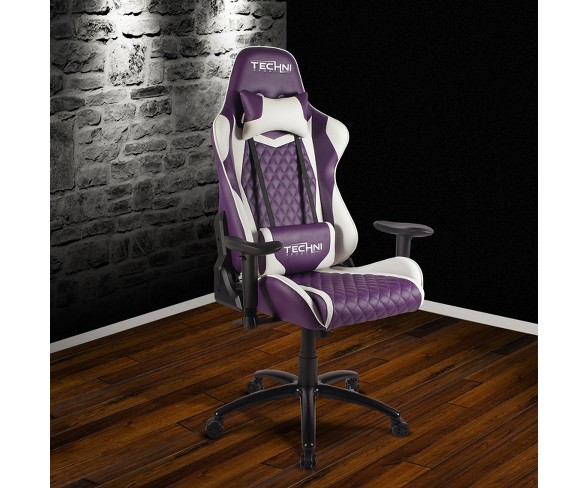 Ergonomic High Back Racer Style Video Gaming Chair Purple - Techni Sport