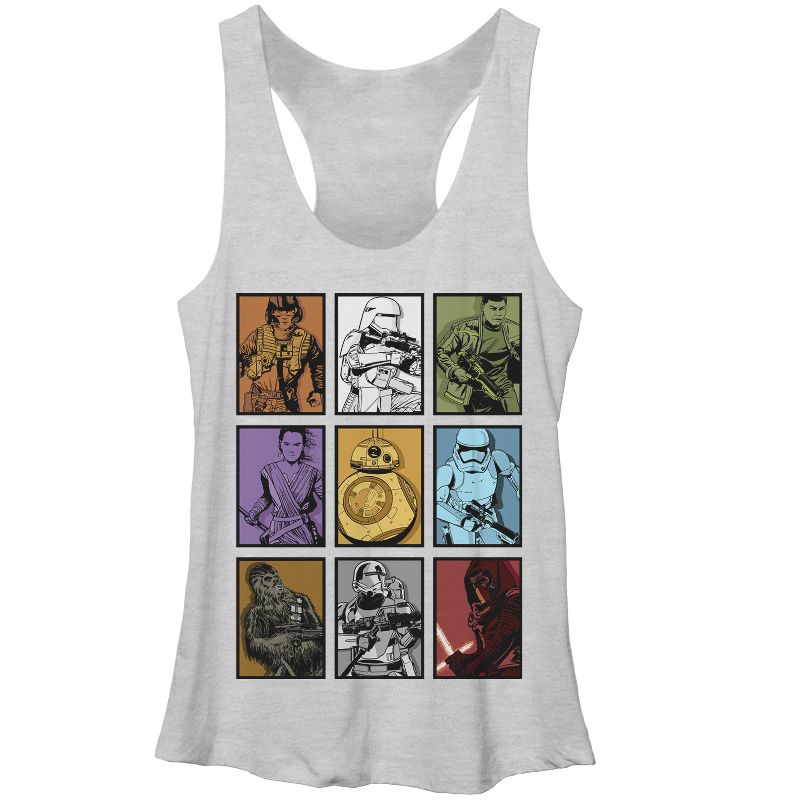 Women's Star Wars The Force Awakens Rey and BB-8 Character Boxes Racerback Tank Top, 1 of 4