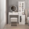 KTMBDW Modern Makeup Vanity Table Set with Side Cabinet and LED Mirror, Retractable Dressing Table with Power Outlets, 3 Light Colors for bedroom - 3 of 4