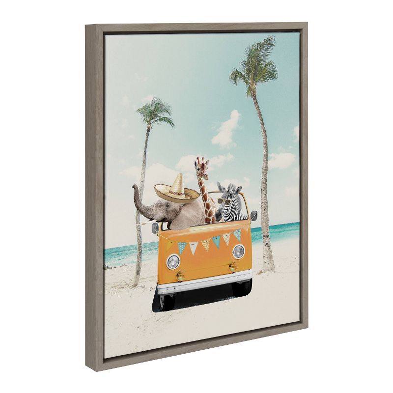 Kate &#38; Laurel All Things Decor 18&#34;x24&#34; Sylvie Beach Adventures Framed Canvas Wall Art by July Art Prints Gray Colorful Beach Animal, 3 of 5