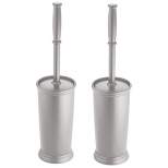 mDesign Compact Plastic Bathroom Toilet Bowl Brush and Holder, 2 Pack