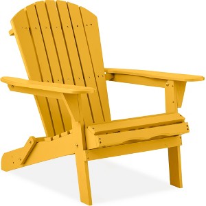 Best Choice Products Folding Adirondack Chair Outdoor, Wooden Accent Lounge Furniture w/ 350lb Capacity - 1 of 4