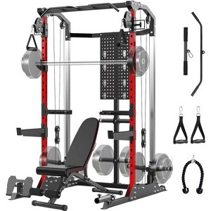 Power Cage with Cable Crossover System, 2000LBS Capacity Power Rack, Multi-Function Squat Rack with Weight Bench, Weight Cage for Home Gym - 1 of 4