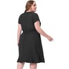 Agnes Orinda Women's Plus Size Relaxed Fit Faux Wrap Elastic Waist V Neck Chambray Ruffle Dresses - 4 of 4