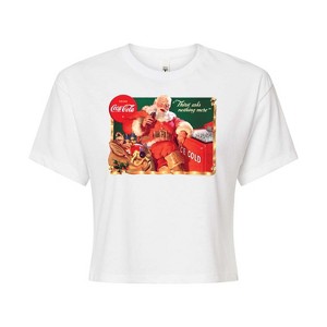 Women's - Coca-Cola - Vintage Santa With Coca Cola Ice Cooler Cropped Graphic T-Shirt - 1 of 4