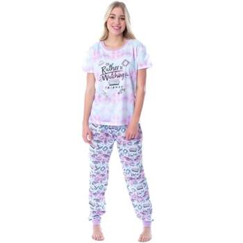 Friends TV Show Logo Womens' Rather Be Watching Sleep Jogger Pajama Set Multicolored