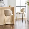 Set of 2 Bar Stools with Faux Leather Upholstery, Gold Metal Legs, Low Back Counter Chairs for Kitchen or Home Bar-The Pop Home - 2 of 4